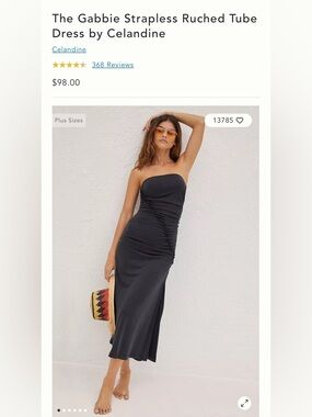 Anthropologie The Gabbie Strapless Ruched Tube Dress in Black Onyx Size M